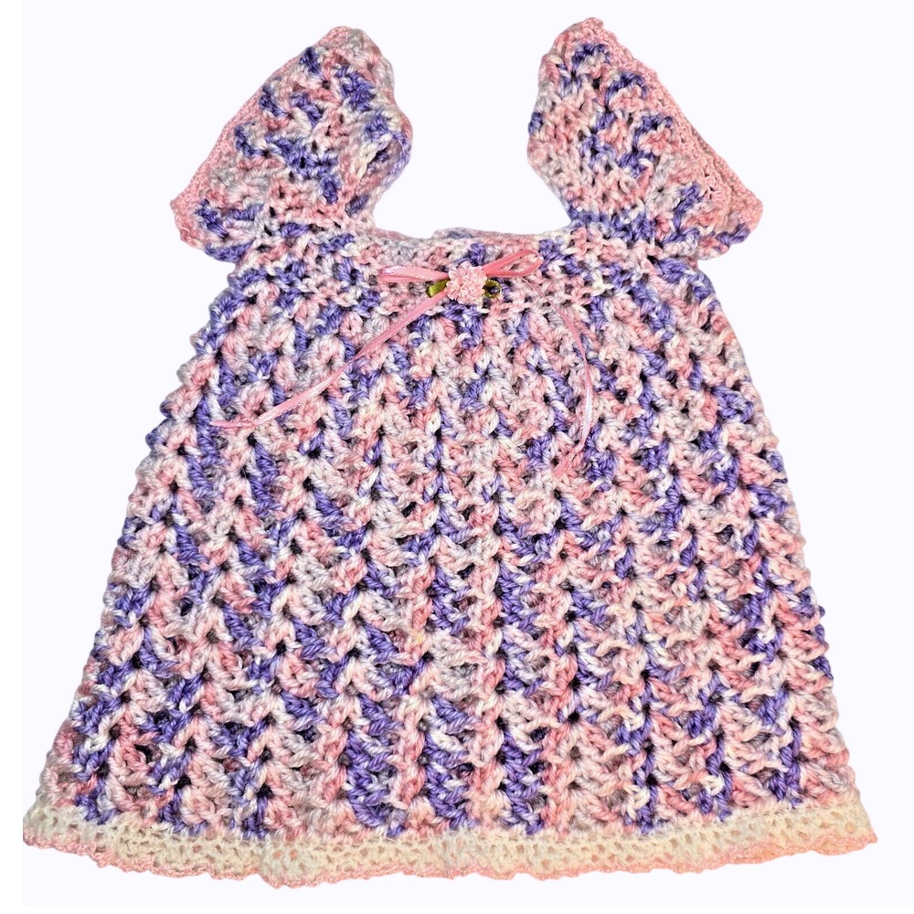 Handmade Crochet Baby‎ Girl Colorful Dress Easter Photo Shoot Infant Birth 0-3m